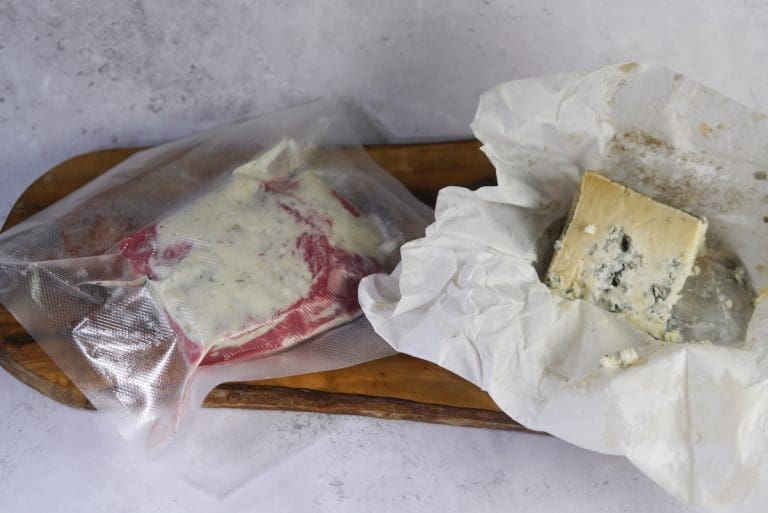 Rump Steak with Blue Cheese and Opies Pickled Walnuts